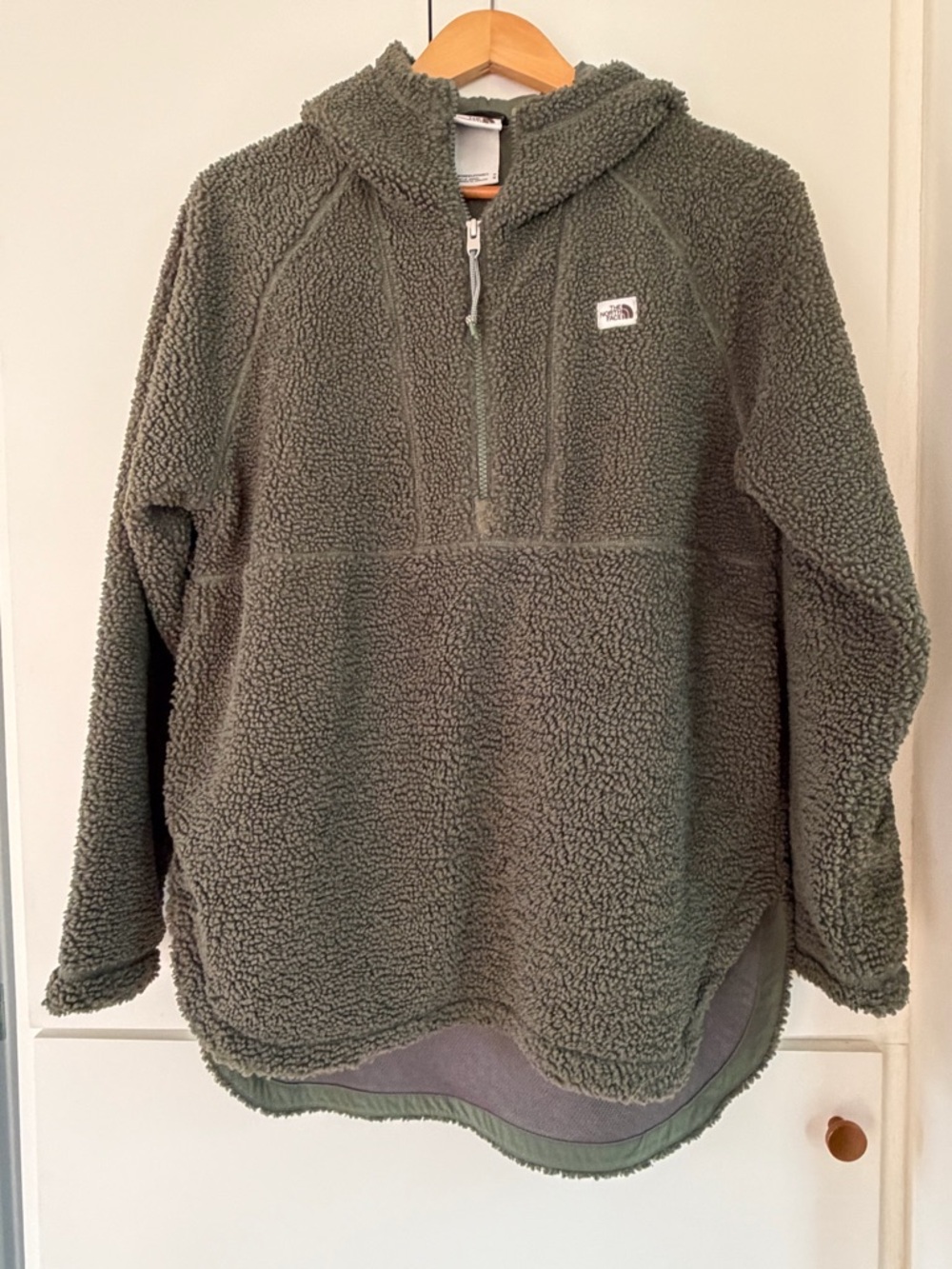 The North Face Olive Green Sherpa Half-Zip Pullover Hoodie